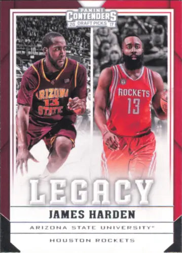 James Harden basketball card from 2017-18 Panini Contenders Draft Picks Legacy set