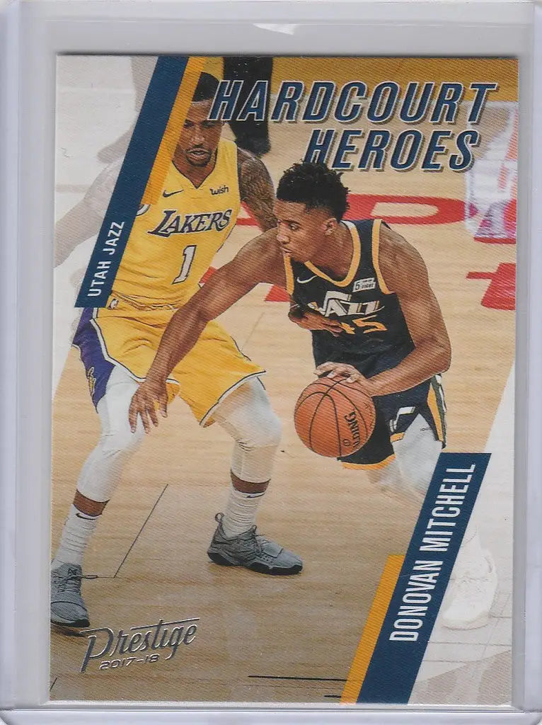 Basketball trading card of Donovan Mitchell Utah Jazz from 2017-18 Panini Prestige