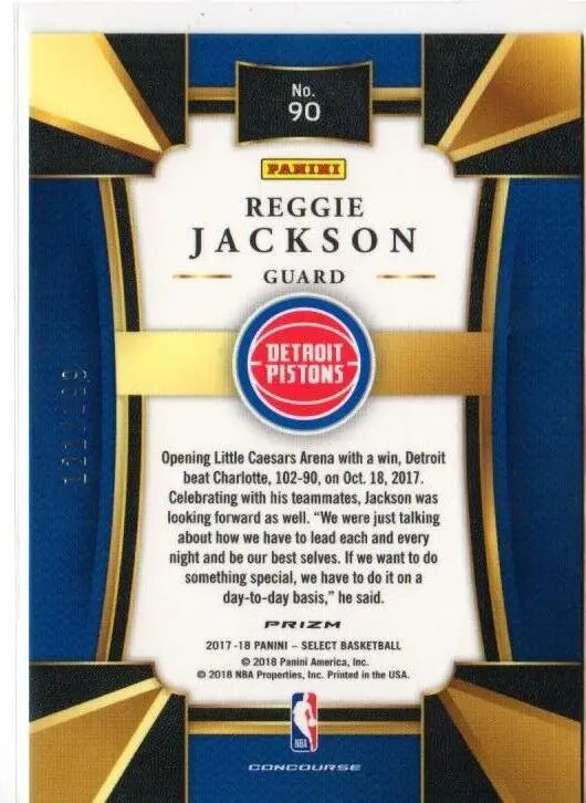 Detroit Pistons 2017-18 Panini Select Concourse Maroon Prizm #90 Reggie Jackson card