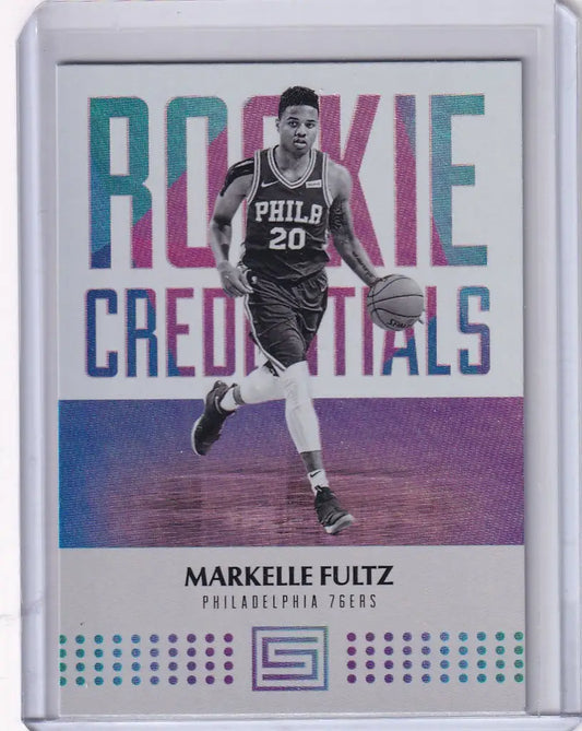 Basketball trading card of Markelle Fultz Philadelphia 76ers in Panini Status design