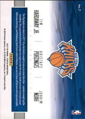 Basketball card of 2017-18 Panini Status Factions Noah Hardaway Jr. Porzingis NY Knicks