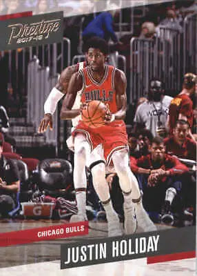 Basketball player Justin Holiday with ball from Chicago Bulls NBA card design