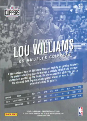 Lou Williams 2017-18 Prestige #30 Los Angeles Clippers NBA Basketball Card NM-MT