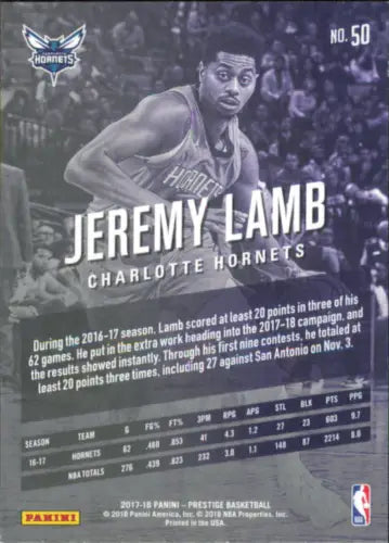 Jeremy Lamb 2017-18 Prestige #50 Charlotte Hornets NBA Basketball Card NM-MT