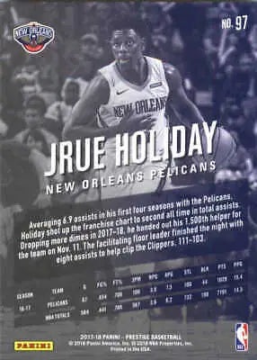 2017-18 Prestige Jrue Holiday NBA Basketball Card New Orleans Pelicans NM-MT