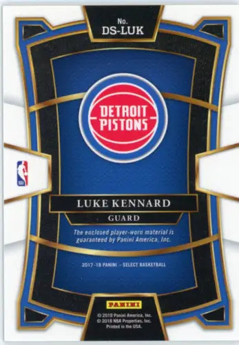 Luke Kennard 2017-18 Select Draft Selections Memorabilia Detroit Pistons Card NM-MT