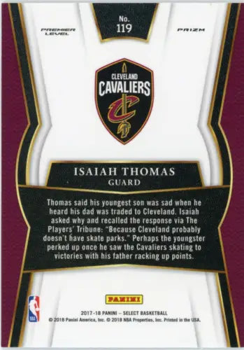 Isaiah Thomas Cleveland Cavaliers basketball card 2017-18 Select Scope #119 NM-MT