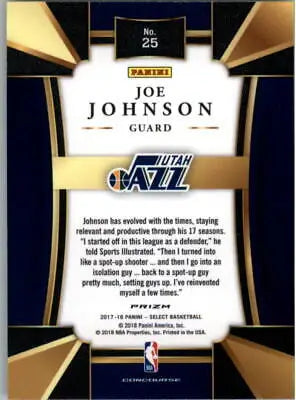 Joe Johnson 2017-18 Select Tri Color Basketball Card Utah Jazz NM-MT