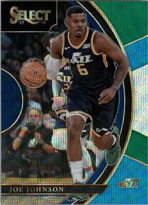 Basketball card of Joe Johnson in tri color for the Utah Jazz 2017-18 Select