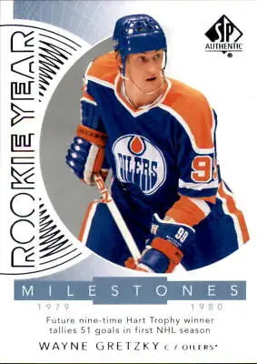 Wayne Gretzky Rookie Year Milestones card from 2017-18 SP Authentic Oilers NM-MT