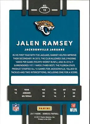 Jalen Ramsey Jacksonville Jaguars 2017 Donruss NFL football card NM-MT condition