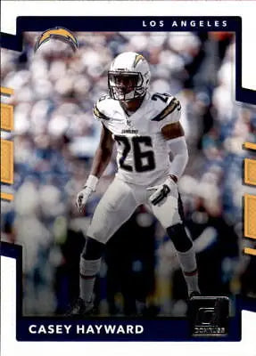 Casey Hayward in uniform for the Los Angeles Chargers on a 2017 Donruss football card