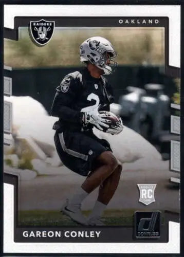 Gareon Conley rookie Raiders football card with original gloss from 2017 Donruss series