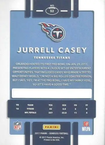 2017 Donruss #52 Jurrell Casey NM-MT Titans football card featuring original gloss