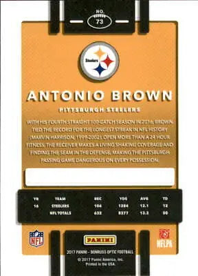 Antonio Brown 2017 Donruss Optic #73 Pittsburgh Steelers football card NM-MT