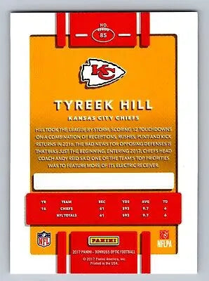 Tyreek Hill football card from 2017 Donruss Optic #85 for flat rate shipping