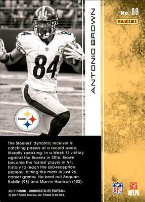 Antonio Brown Pittsburgh Steelers 2017 Elite #86 Football Card NM-MT for collectors