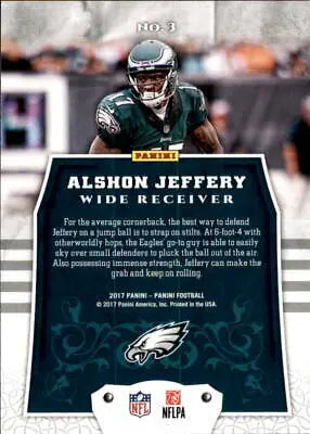 Alshon Jeffery Philadelphia Eagles NFL football card from the 2017 Panini series