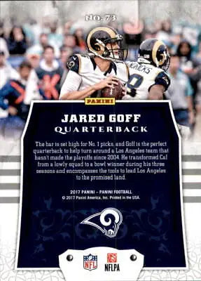 Jared Goff 2017 Panini #73 Los Angeles Rams NM-MT Football Card for collectors