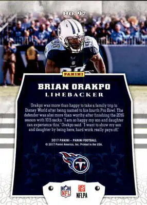 Brian Orakpo Tennessee Titans NFL Football Card from 2017 Panini #97 NM-MT condition