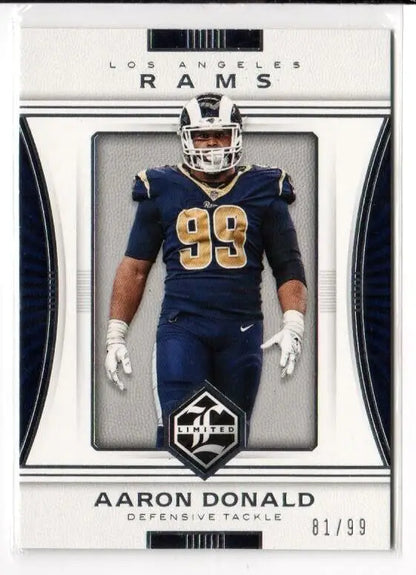 Football trading card of Aaron Donald in 2017 Panini Limited Silver Spotlight #93 Rams