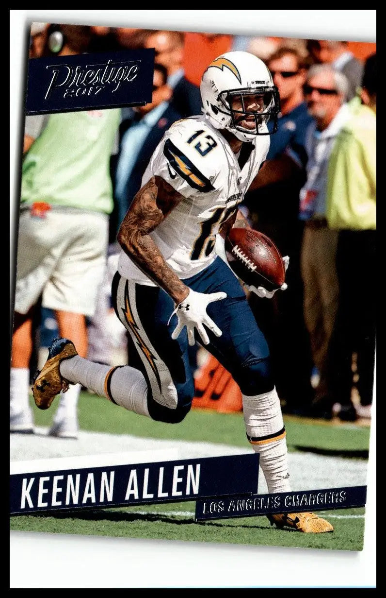 Keenan Allen football card from 2017 Panini Prestige featuring Los Angeles Chargers