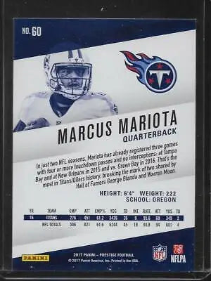 Marcus Mariota football card from 2017 Panini Prestige with original gloss finish