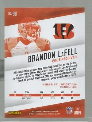 Brandon LaFell football card 2017 Panini Prestige NM-MT Bengals original gloss finish