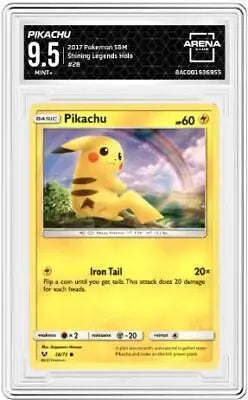 Graded Holo Arena Club Pikachu TCG card from 2017 Shining Legends collection