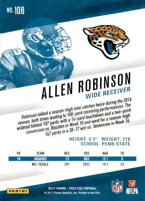 Allen Robinson Jacksonville Jaguars 2017 Prestige #108 NFL Football Card NM-MT