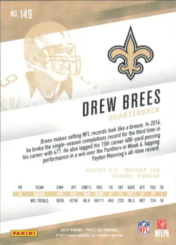 Drew Brees 2017 Prestige #149 New Orleans Saints NFL Football Card NM-MT