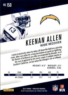 Keenan Allen 2017 Prestige #150 Los Angeles Chargers NFL Football Trading Card NM-MT