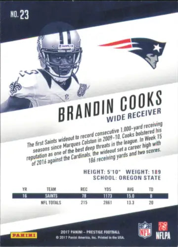 Brandin Cooks 2017 Prestige #23 New England Patriots NFL Football Card NM-MT