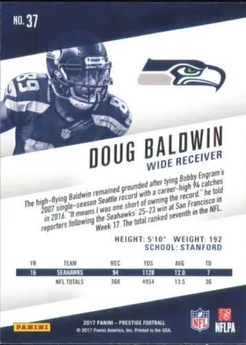 Doug Baldwin Seattle Seahawks 2017 Prestige NFL Football Card NM-MT in perfect condition