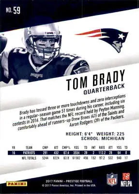 Tom Brady 2017 Prestige #59 New England Patriots NFL Football Card NM-MT