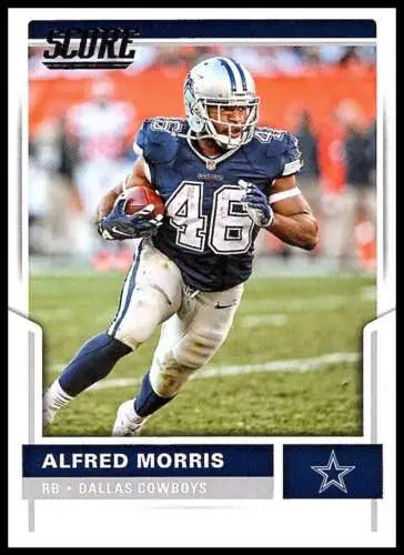 Alfred Morris football card from 2017 Score featuring original gloss, Simply Sandoval