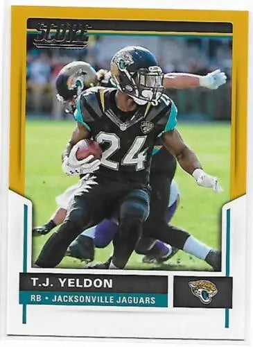 2017 Score Gold #320 T.J. Yeldon football card with original gloss, Jaguars collectible