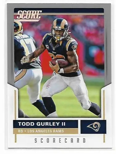 Todd Gurley II football card from 2017 Score Scorecard featuring original gloss LA Rams