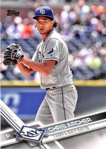 2017 Topps #326 Chris Archer baseball card featuring original gloss and Rays uniform