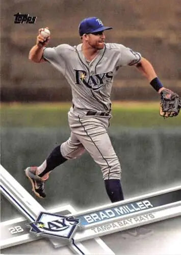 2017 Topps #356 Brad Miller NM-MT Rays baseball card with original gloss finish