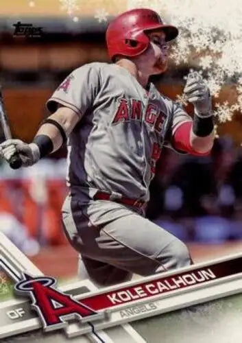 2017 Topps Holiday #HMW71 Kole Calhoun baseball card with original gloss features Angels star