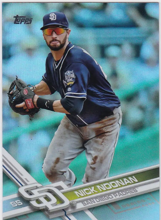 Baseball player Nick Noonan in San Diego Padres uniform ready to pitch Topps Rainbow Foil