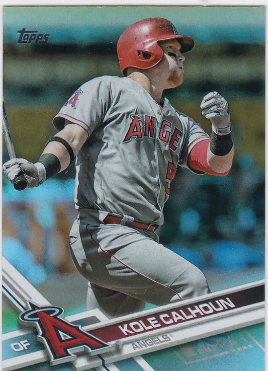 Kole Calhoun Angels swinging bat in 2017 Topps Rainbow Foil #294 collectible card