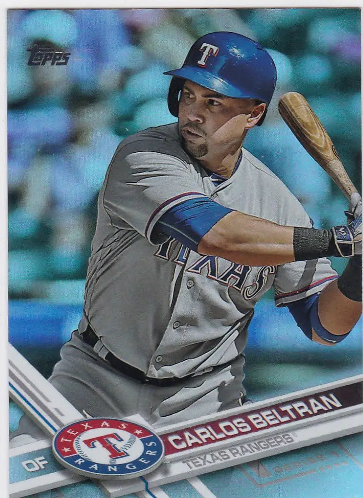 Carlos Beltran Texas Rangers at bat in 2017 Topps Rainbow Foil trading card image