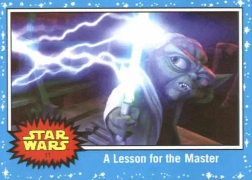 Yoda deflecting lightning in Topps Star Wars Journey to The Last Jedi collectible card