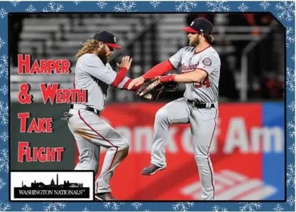 Two Washington Nationals players celebrate on the field in Topps TBT trading cards