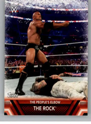 Wrestling trading card featuring The Rock from 2017 Topps Forever Finishers series