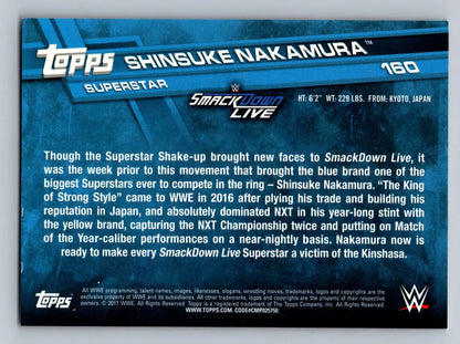 2017 Topps WWE #160 Shinsuke Nakamura RC wrestling card for collectors and fans