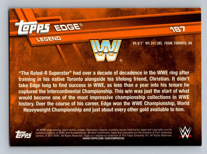 WWE Edge trading card from 2017 Topps WWE #187 for collectors and fans