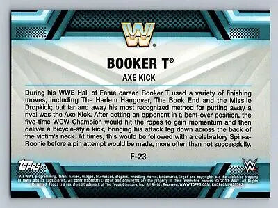 Booker T wrestling card from 2017 Topps WWE #F-23 Finishers Moves collection